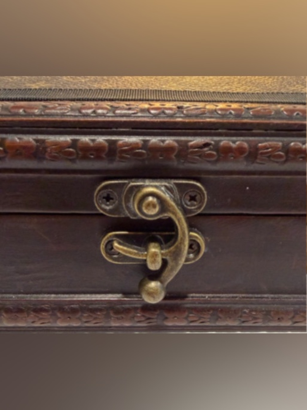 Louis Vuitton Brown Monogram Wood Trunk Box with Brass Hardware - Picture 5 of 6